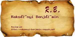 Raksányi Benjámin névjegykártya